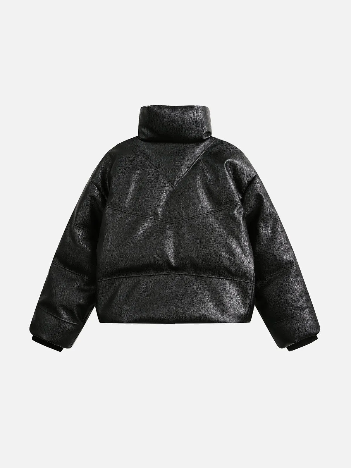 Aelfric Eden Solid High Collar Faux Leather Coat