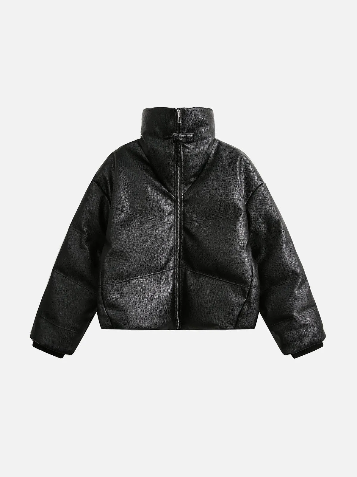 Aelfric Eden Solid High Collar Faux Leather Coat
