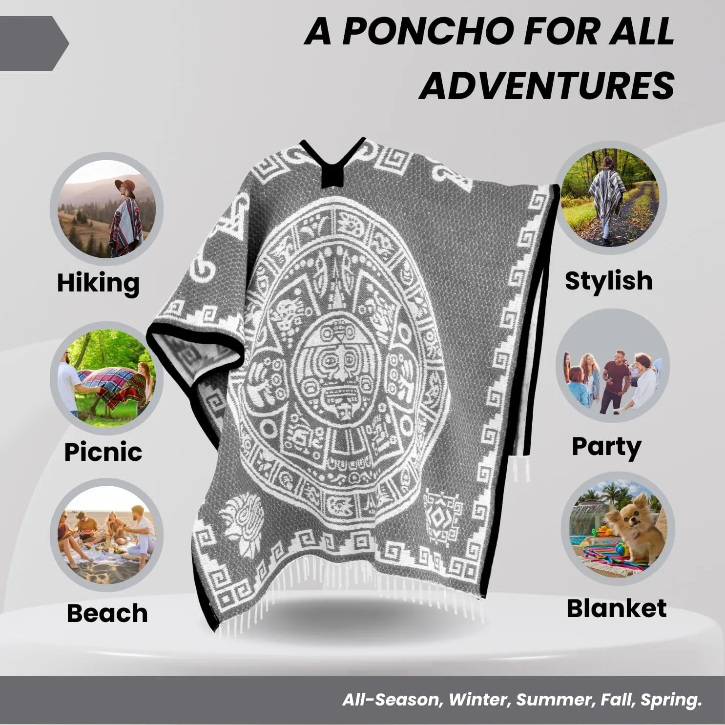 Artisans Bazaar Mexican Poncho Sarape Aztec Men Hombre Mexico Gabanes Mexicanos Western Cowboy Costume Adulto Jorongos