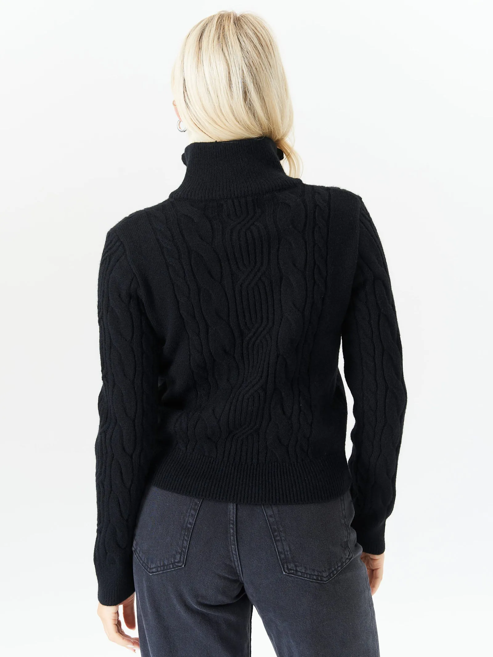 Black Aztec Pattern Zip Up High Neck Cardigan