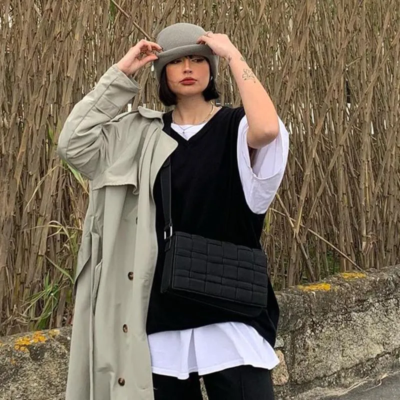 Black Friday Joskaa Chill77 American Style Retro Vest Women's Spring Design Sense Niche Black Knitted Sweater Vest Ins Trendy