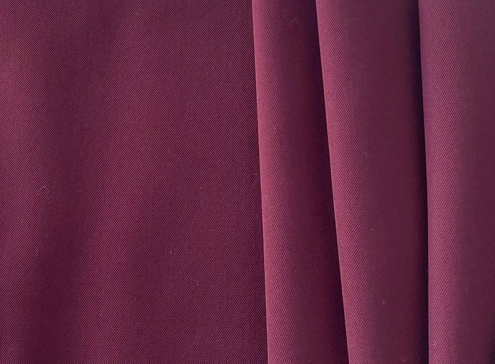 Burgundy Wine Wool & Polyester Blend Gaberdine