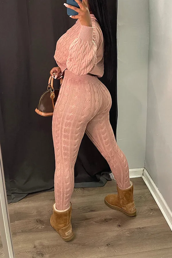 Cable Knit Hoodie & Pants Set