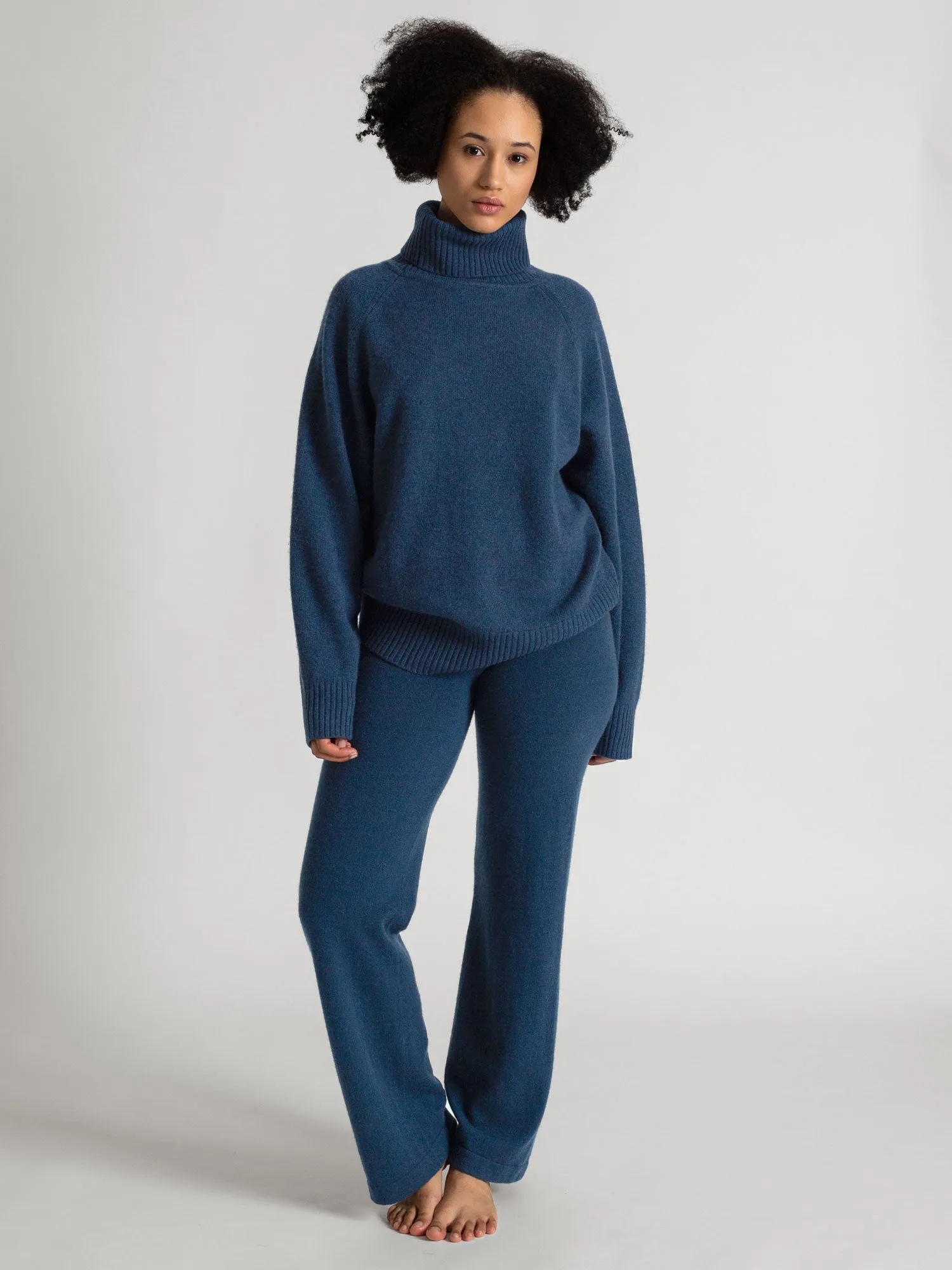 Cashmere pants "Classic pants" - mountain blue