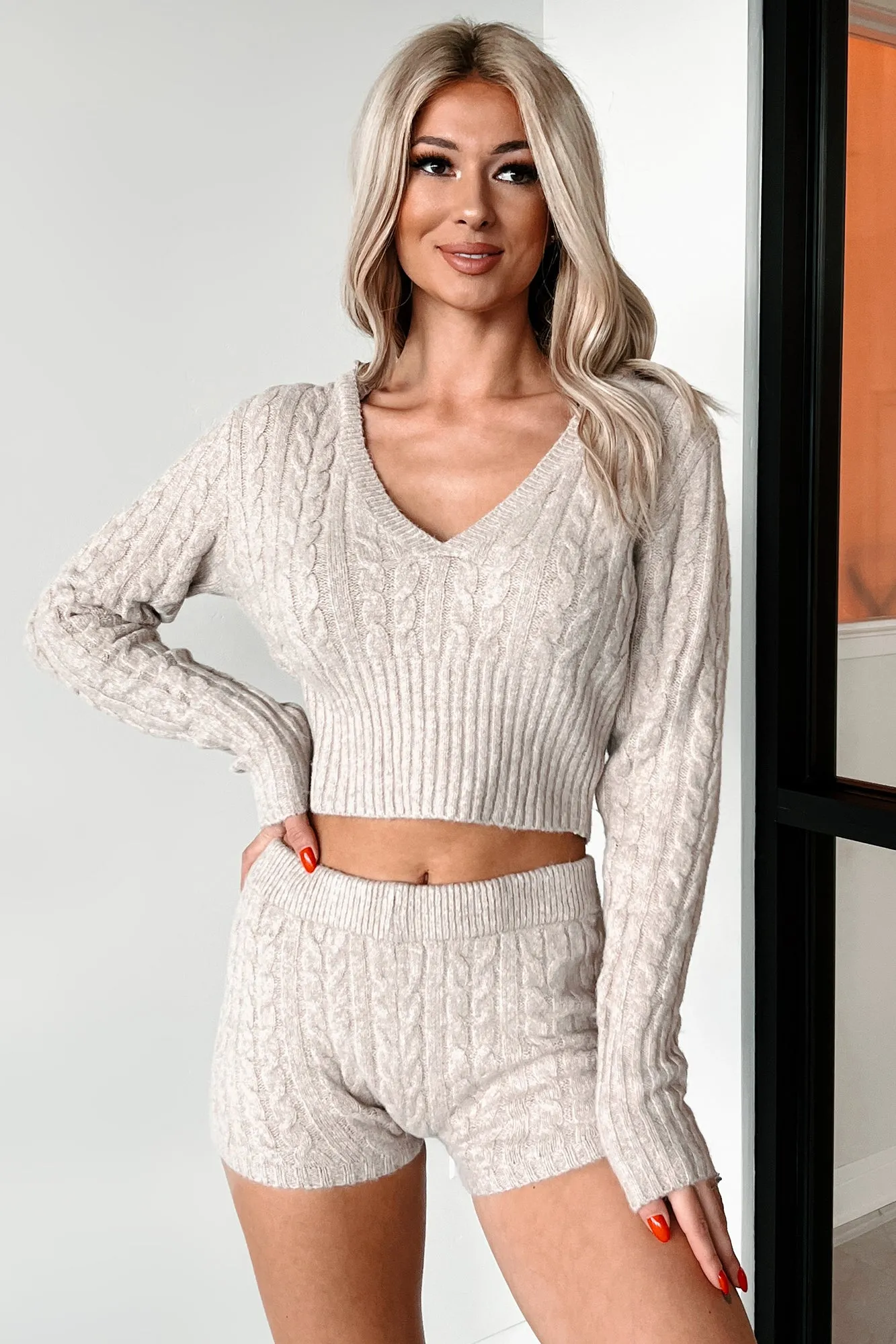Certain Comforts Cable Knit Lounge Set (Oatmeal)