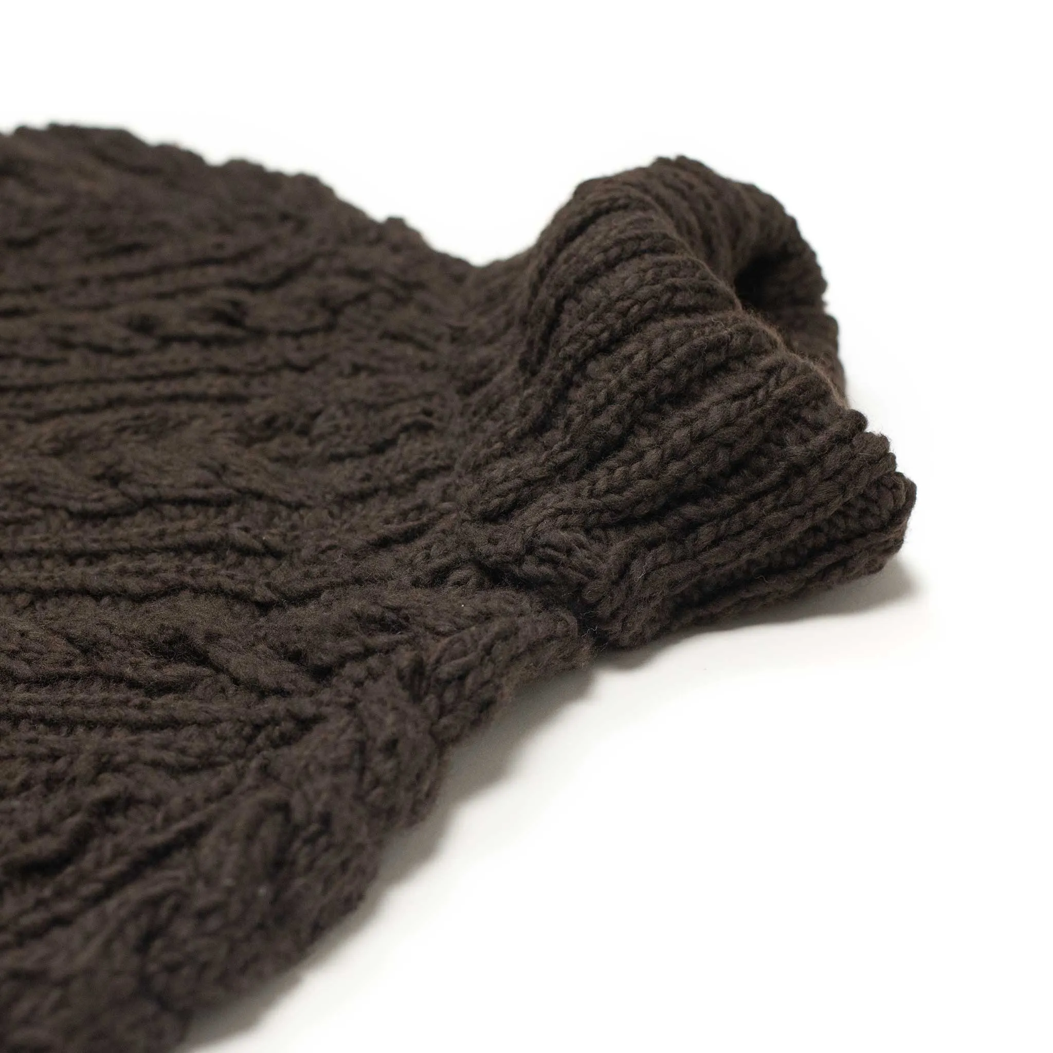 Chamula hand-knit Fisherman turtleneck sweater in Chocolate wool