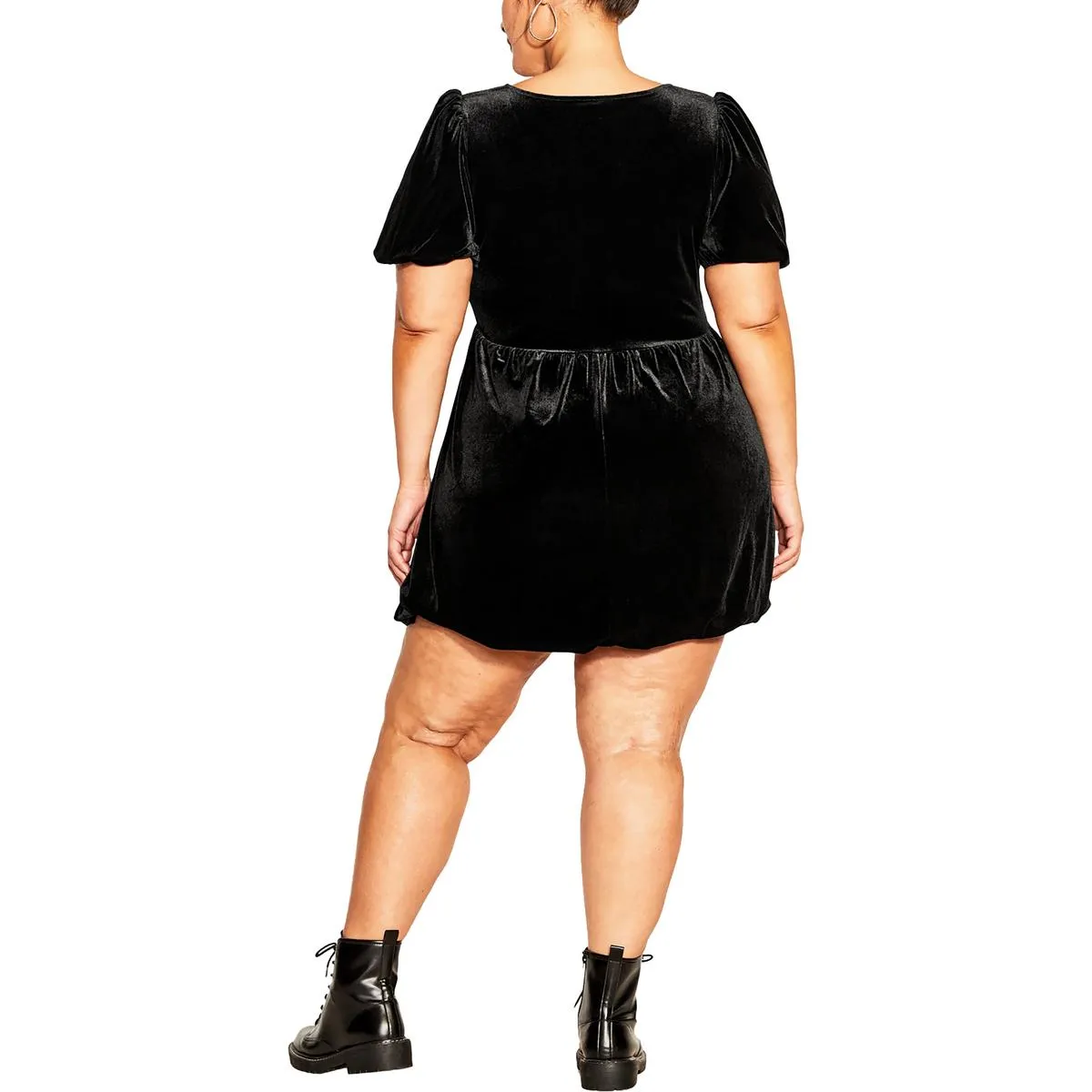City Chic Womens Faux velvet Bubble skirt Mini Dress