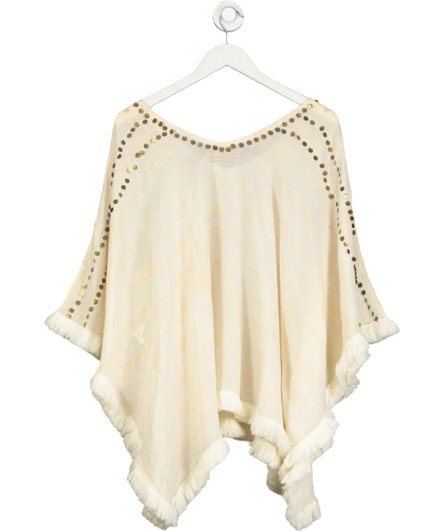 Cream Disc Embellished Poncho One Size