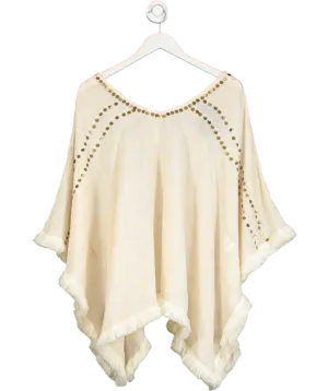 Cream Disc Embellished Poncho One Size