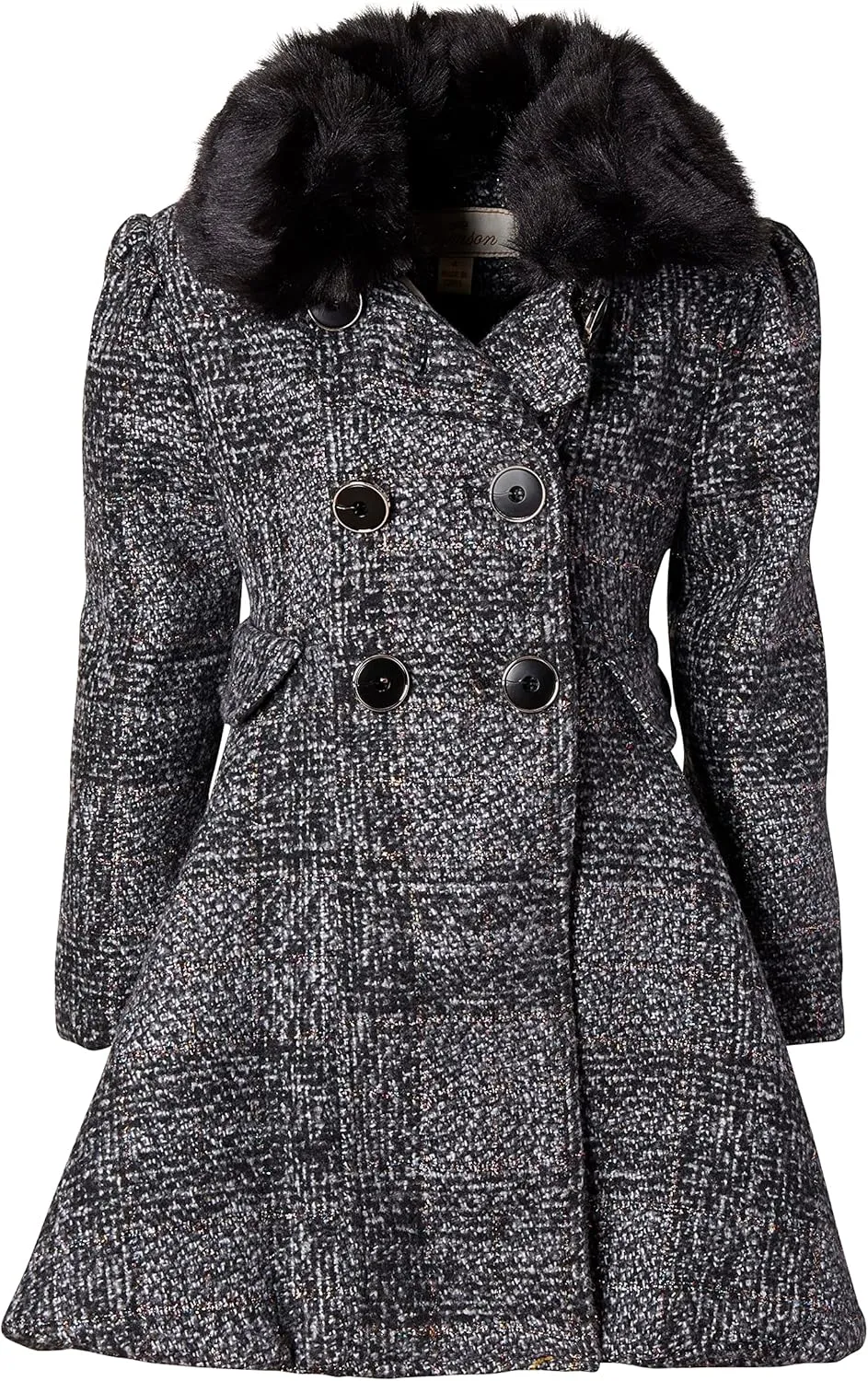 Cremson Girls? Wool Look Princess Winter Dress Pea Coat Jacket Faux Fur Collar