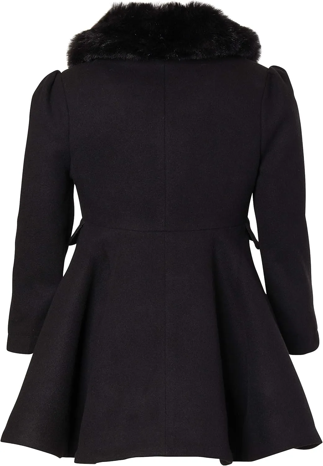 Cremson Girls? Wool Look Princess Winter Dress Pea Coat Jacket Faux Fur Collar