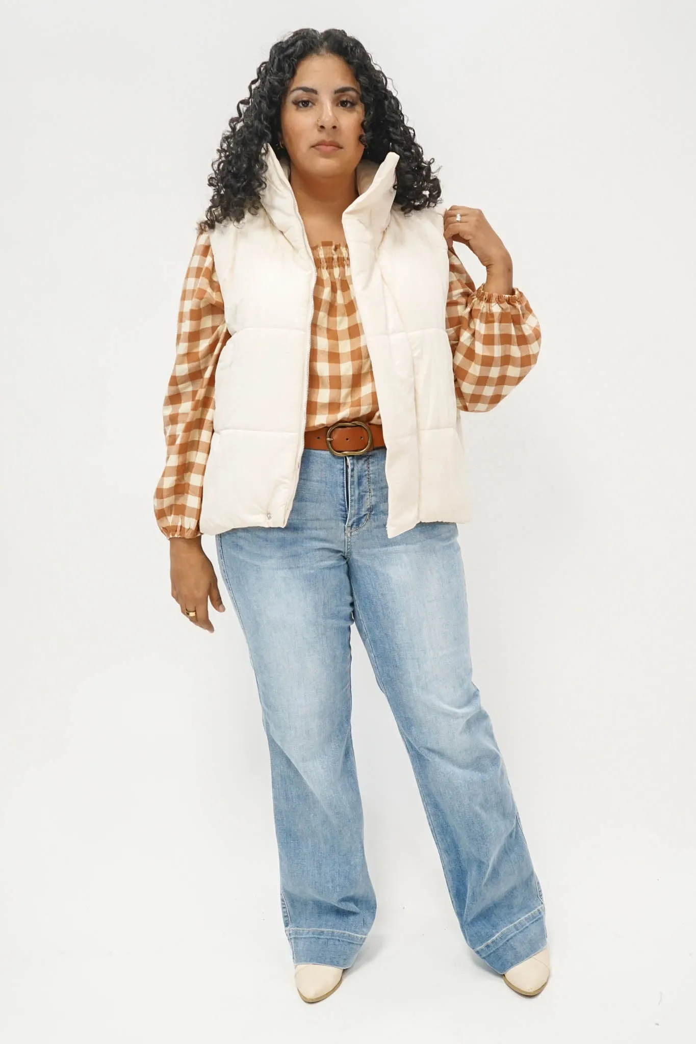 Dost Oversized Puffer Vest in Ecru