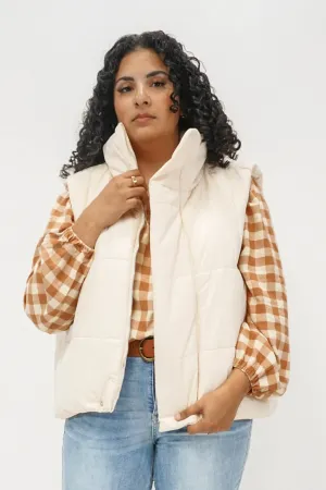 Dost Oversized Puffer Vest in Ecru