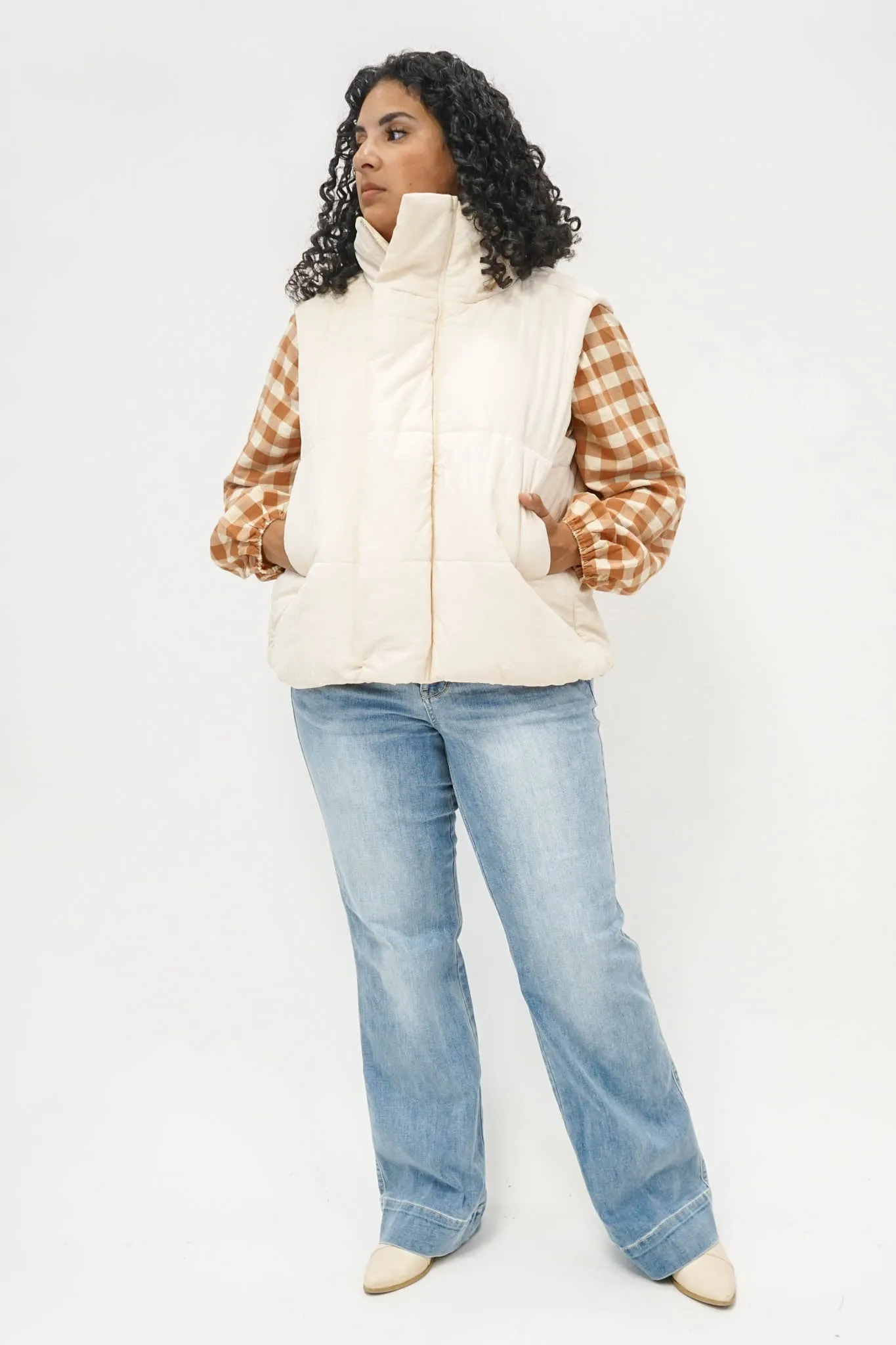 Dost Oversized Puffer Vest in Ecru