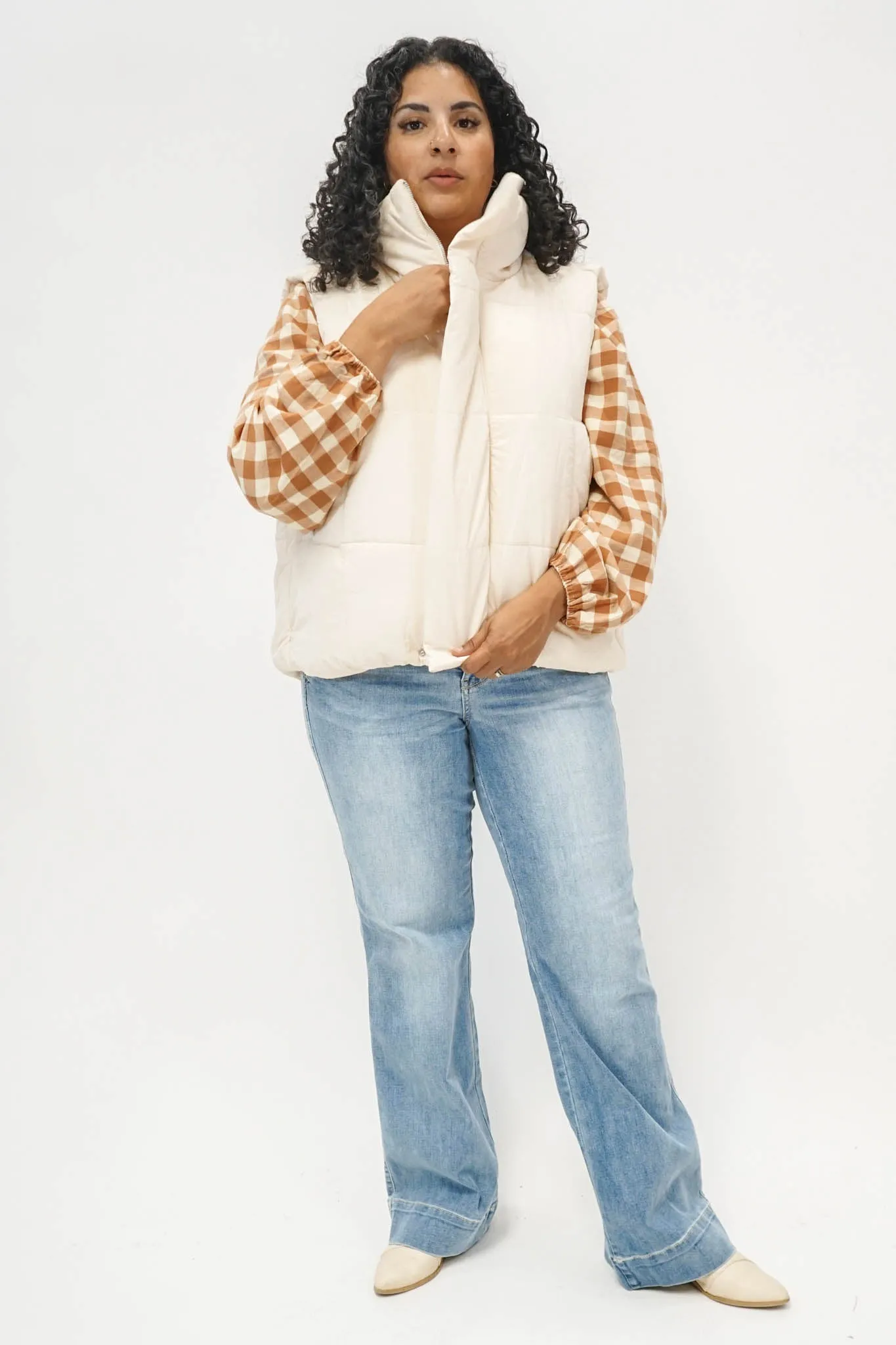 Dost Oversized Puffer Vest in Ecru