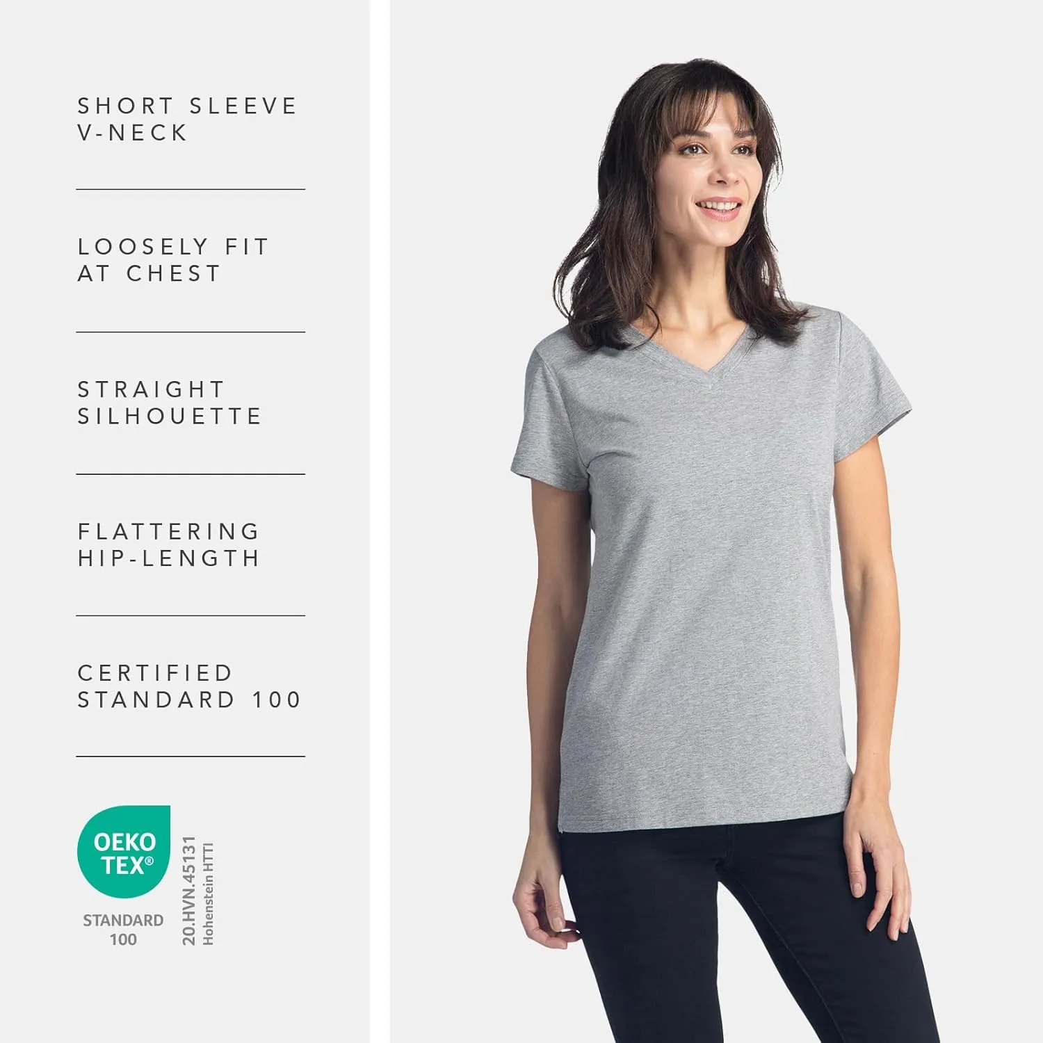 Fishers Finery Women's Ecofabric Short Sleeve Classic Fit V Neck Tee