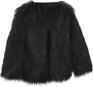 Girls Faux-Fr Jacket Coat Kids Fall Winter Thick Flece Furry Fashion Flffy Fuzzy Warm Outwear Tops Clothes