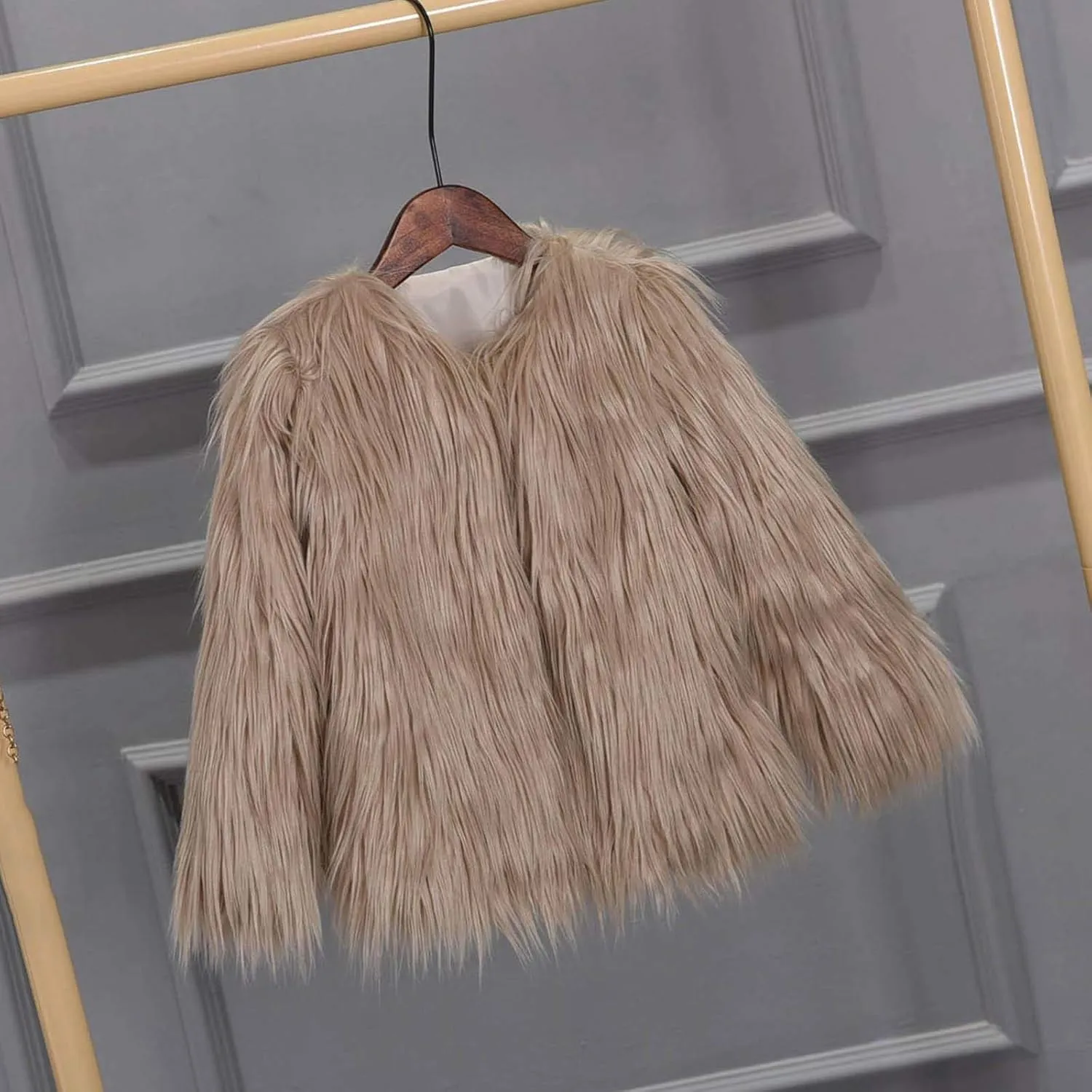 Girls Faux-Fr Jacket Coat Kids Fall Winter Thick Flece Furry Fashion Flffy Fuzzy Warm Outwear Tops Clothes