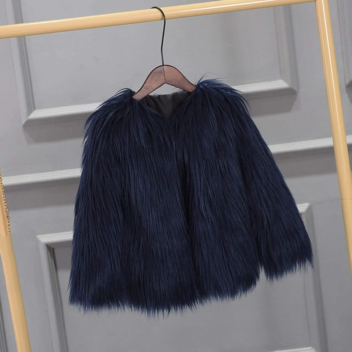 Girls Faux-Fr Jacket Coat Kids Fall Winter Thick Flece Furry Fashion Flffy Fuzzy Warm Outwear Tops Clothes