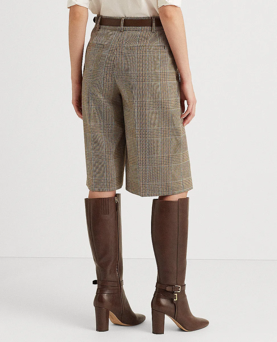 Glen Plaid Cropped Pleated Pant In Green/Cream Multi
