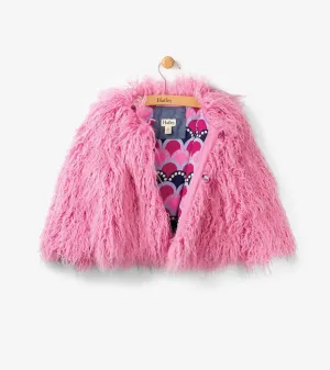 Hatley Pink Faux Mongolian Fur Coat