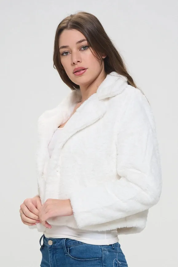 Ivory Flurry Fur Collar Jacket
