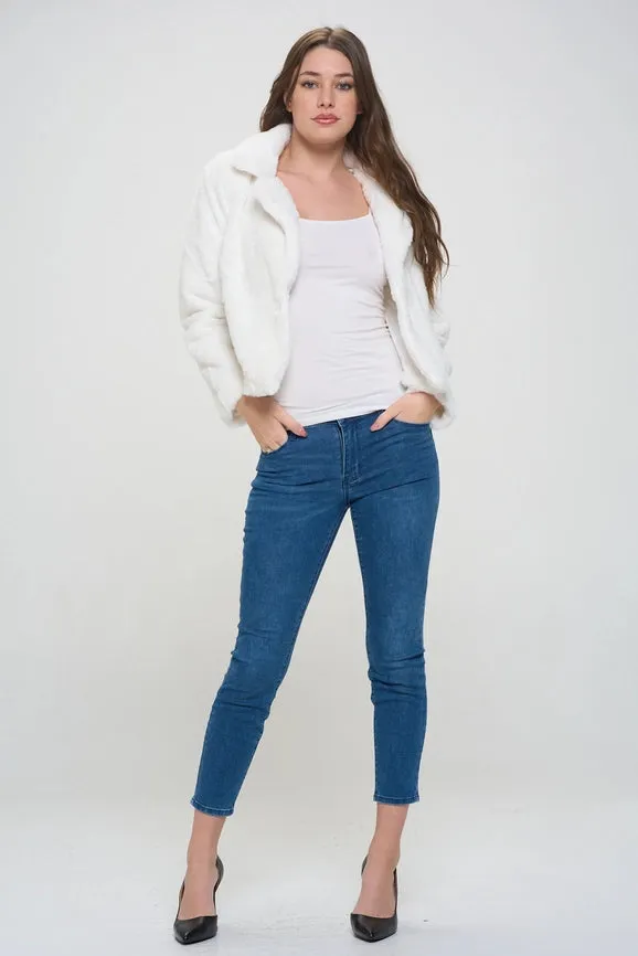 Ivory Flurry Fur Collar Jacket