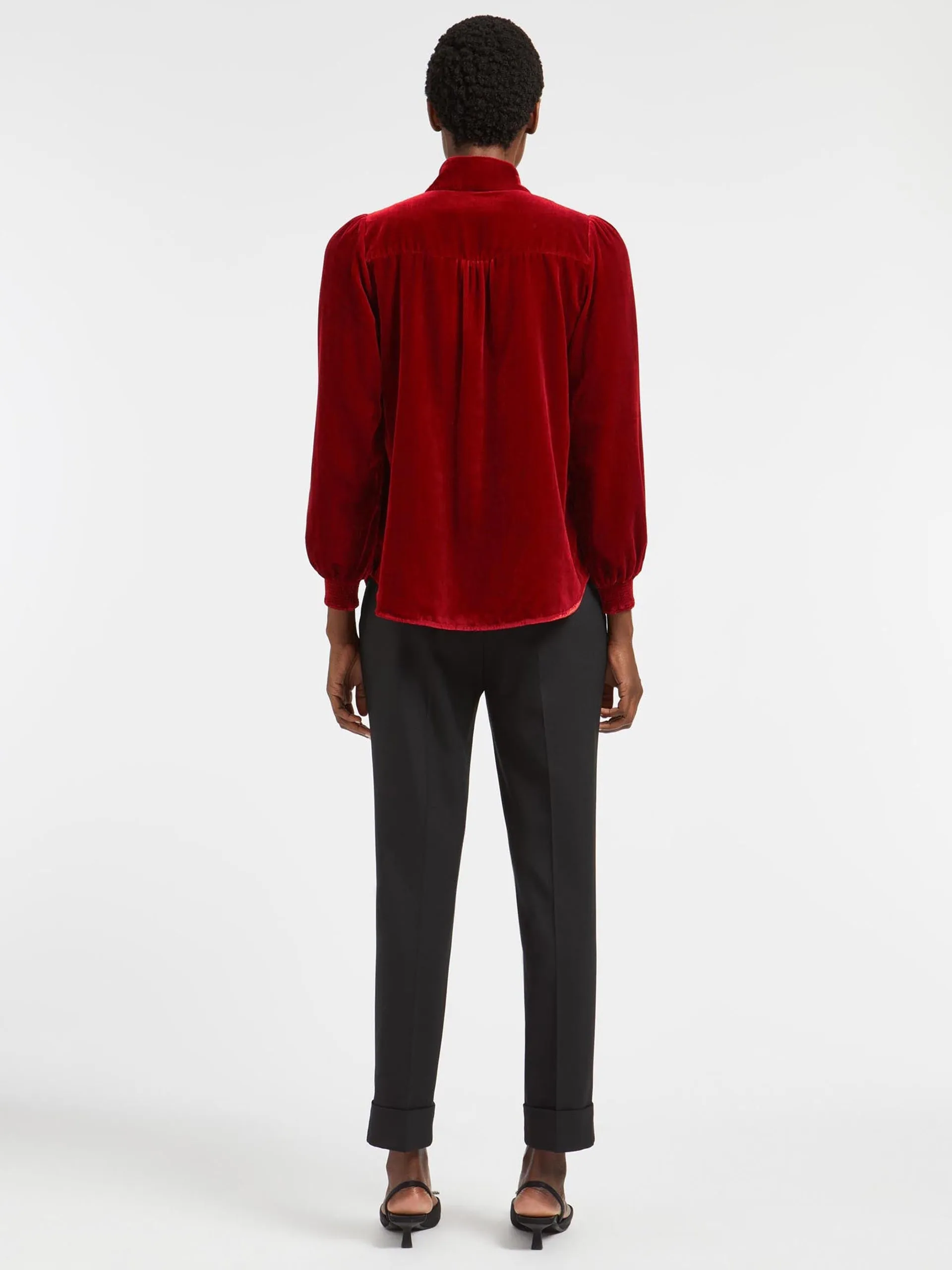 Jacquetta velvet blouse in red