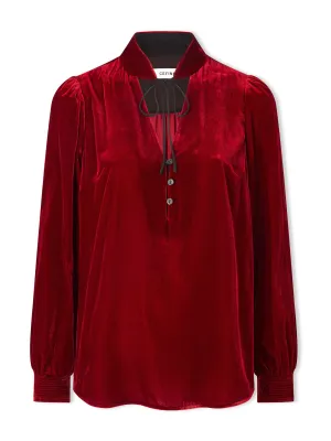 Jacquetta velvet blouse in red