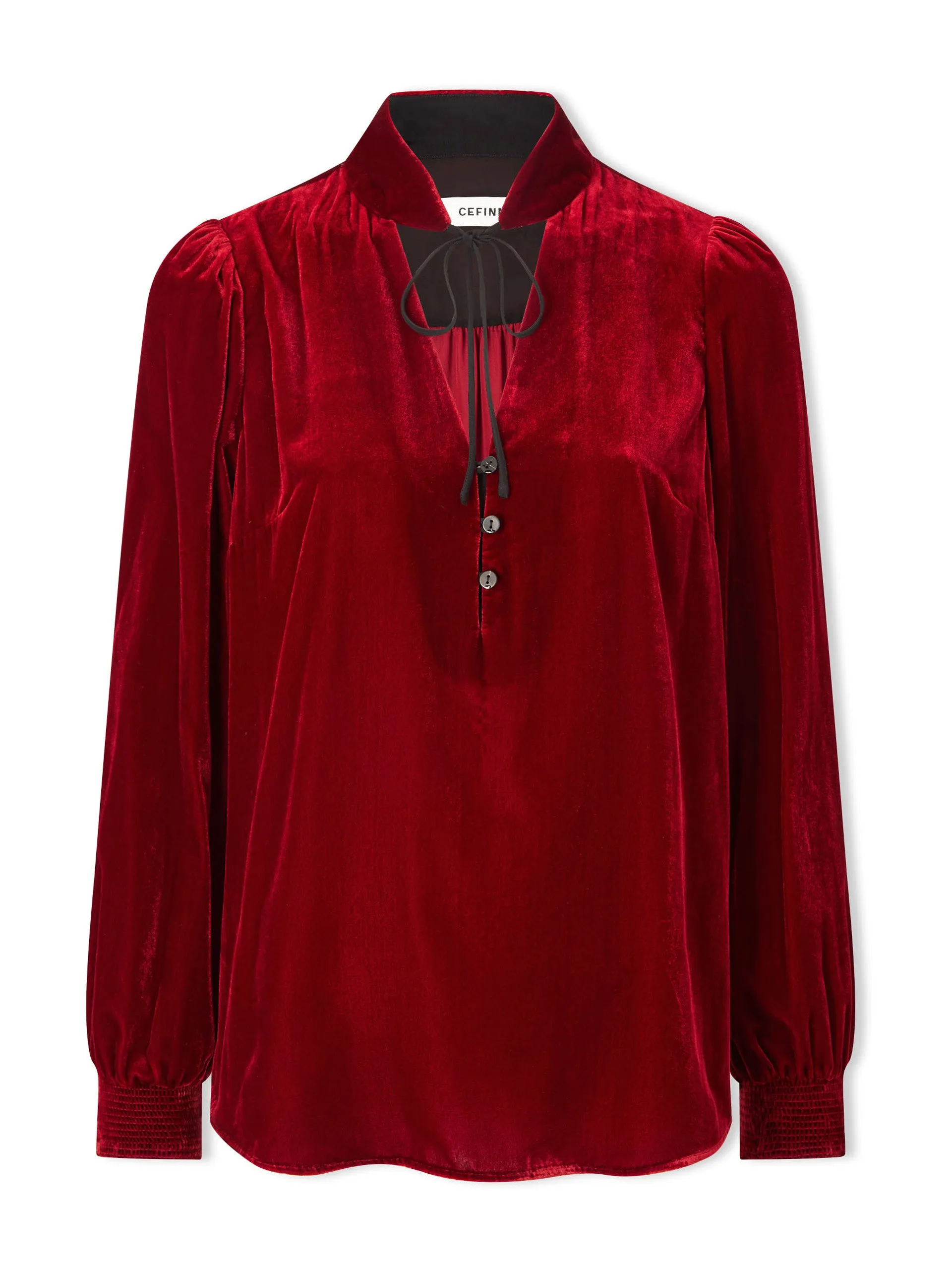 Jacquetta velvet blouse in red