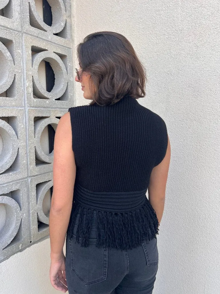 KASSIE FRINGE TOP IN BLACK