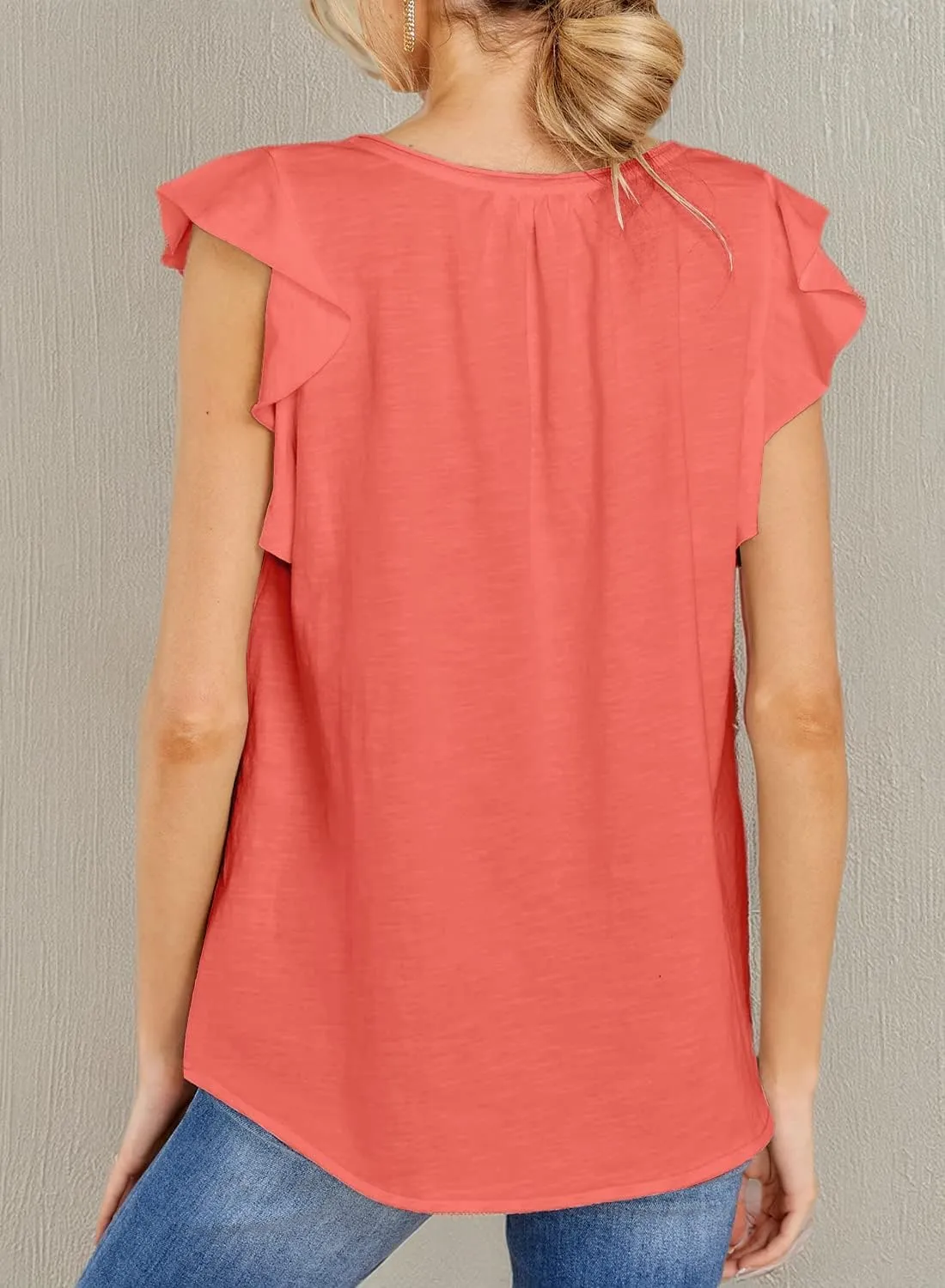 Kikula Womens Summer Tops Cute Trendy Ruffle Cap Sleeve T Shirts V Neck Tops Dressy Casual