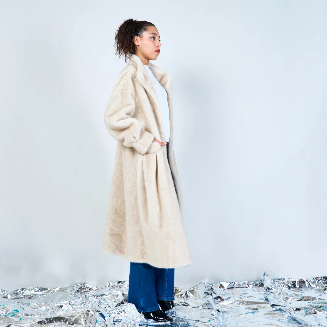 Long faux fur coat with shawl collar wholesale
