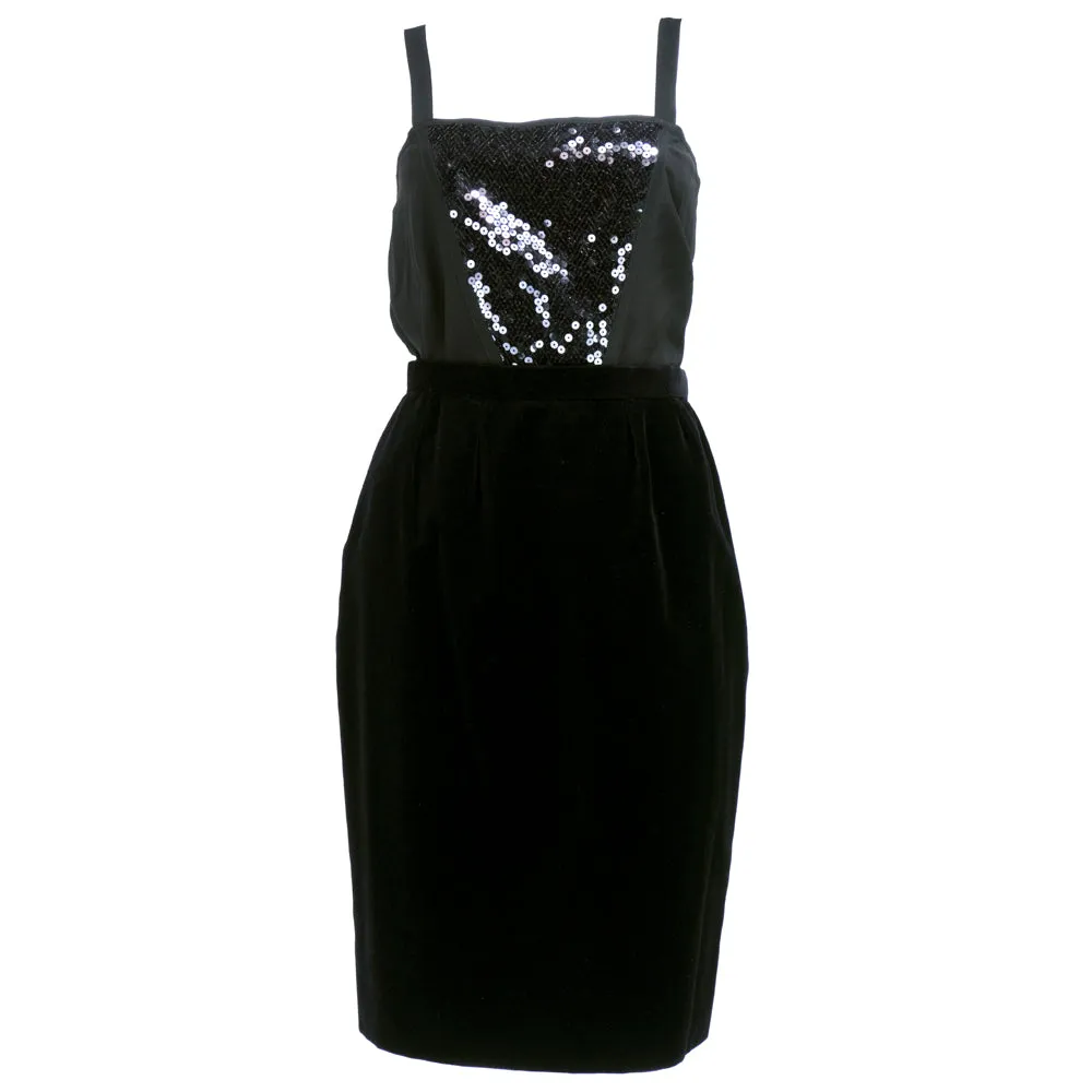 Louis Feraud 90s Velvet Sequin Tuxedo Skirt Suit