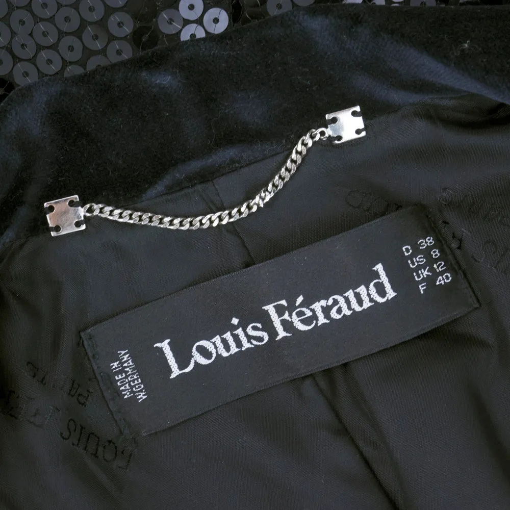 Louis Feraud 90s Velvet Sequin Tuxedo Skirt Suit