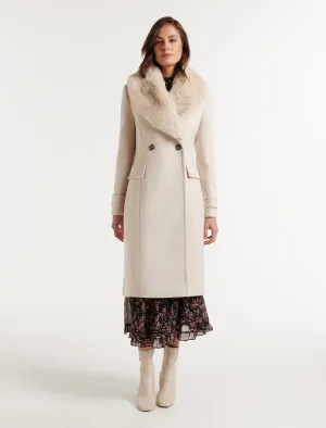 Lucy Faux Fur Collar Crombie Coat