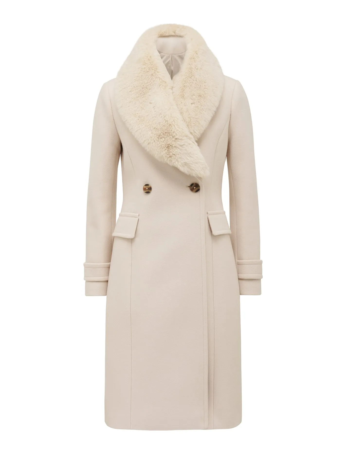 Lucy Faux Fur Collar Crombie Coat