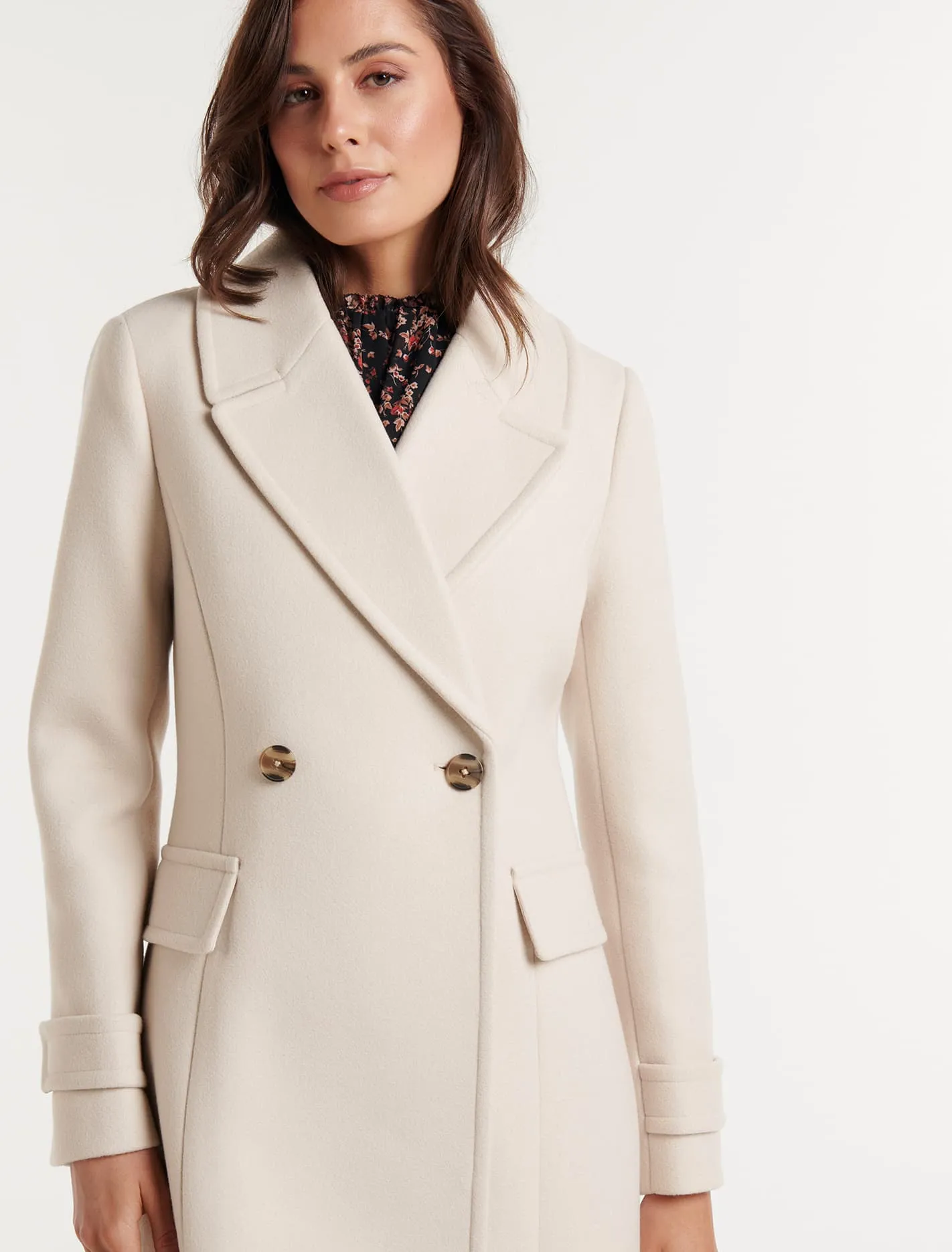 Lucy Faux Fur Collar Crombie Coat