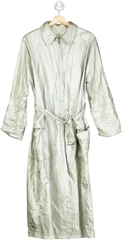 Maison Margiela Silver Crinkled Oversized Coat One Size