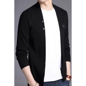 Men Breathable Feel Button Closure Long Sleeve Cardigan    MC89370
