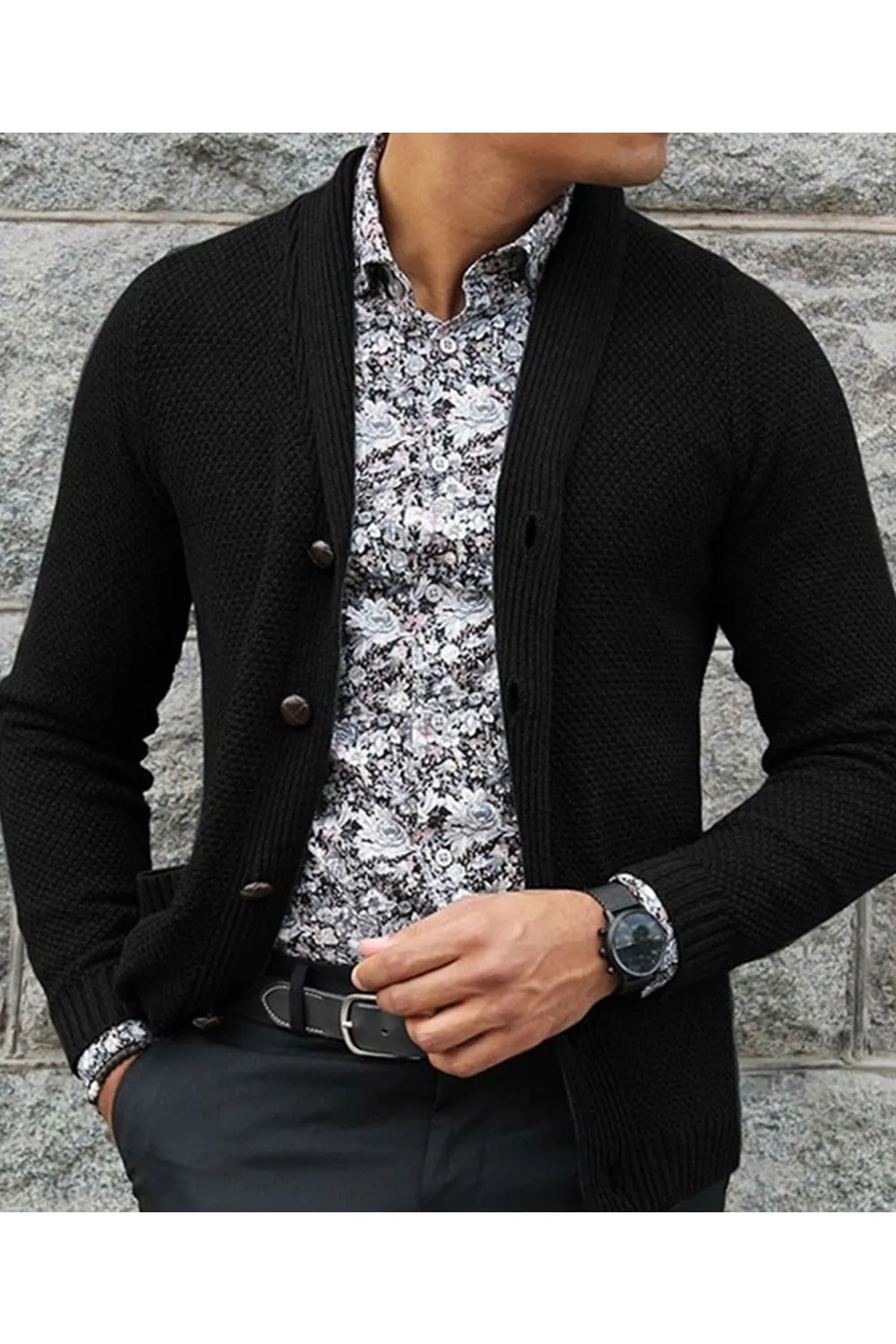 Men Fashionable Button Closure Warm Autumn Winter Cardigan - MC88711
