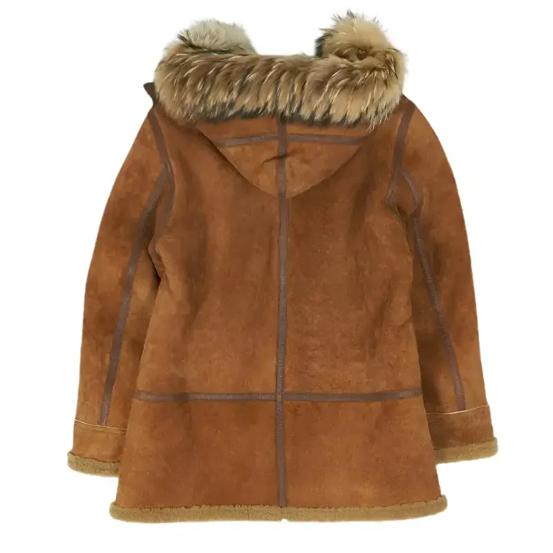 Men's Brown Shearling Parka Jacket - Warm & Stylish Winter Coat