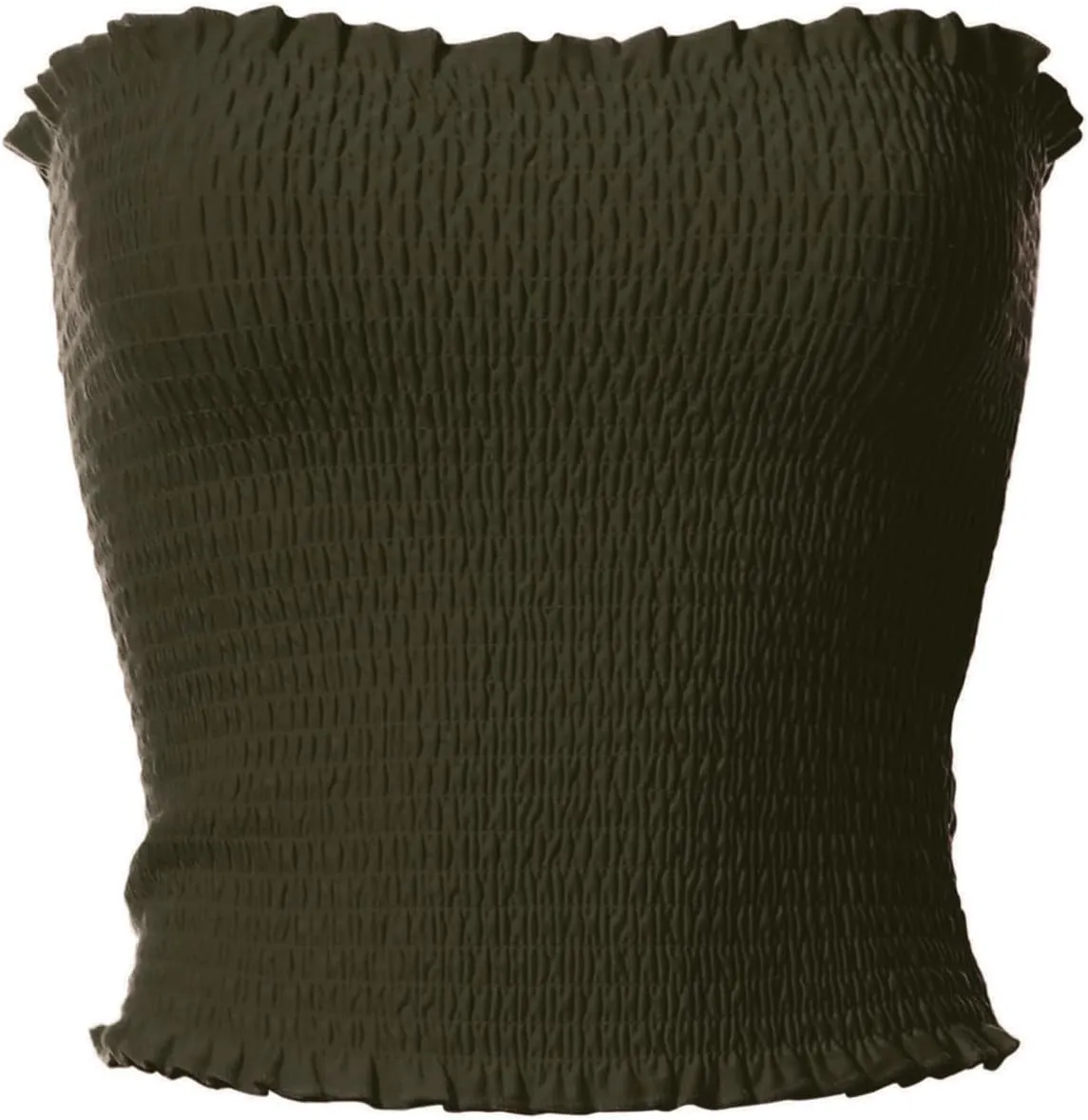 MixMatchy Women's Casual Basic Smocked Tube Tops Stretch Bustier Bandeau Crop Top 2 Pack