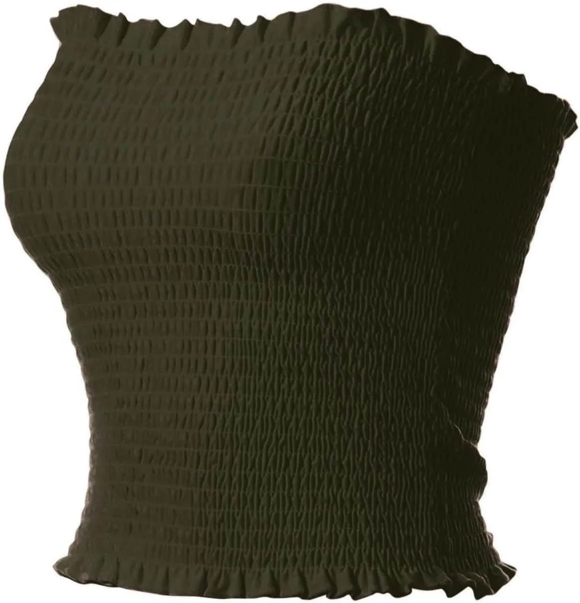 MixMatchy Women's Casual Basic Smocked Tube Tops Stretch Bustier Bandeau Crop Top 2 Pack