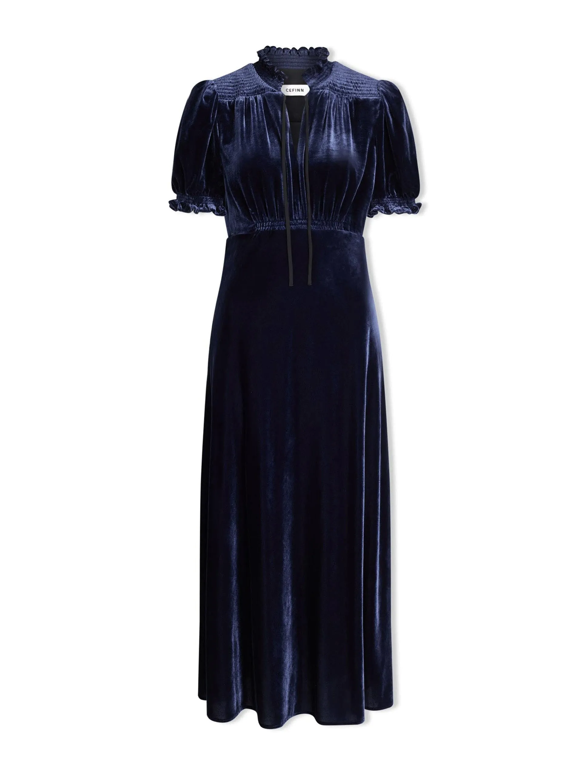 Navy Irina bias cut velvet maxi dress