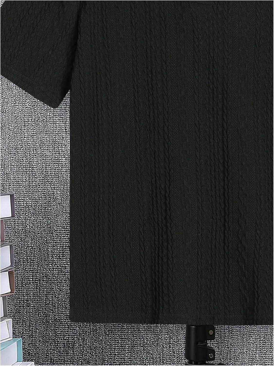 OYOANGLE Boy's Short Sleeve Collar Neck Cable Knitted Solid Plain Golf Uniform Shirt