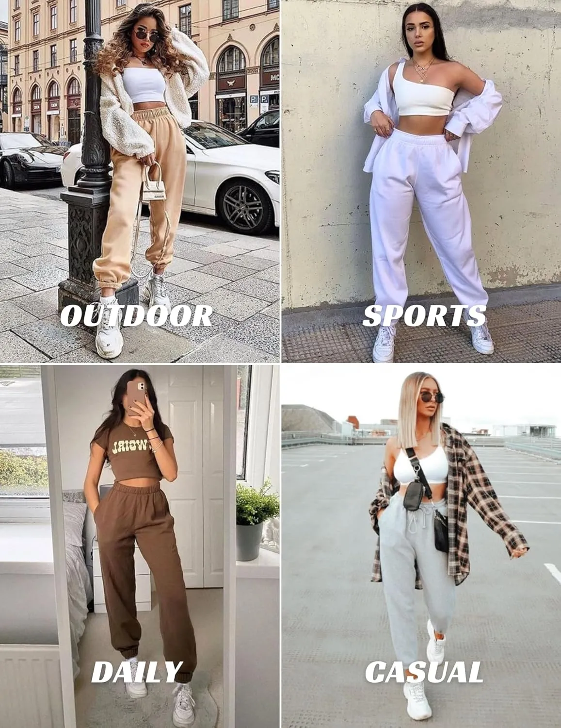 PINSPARK Women's Fleece Lined Sweatpants Winter Joggers Athletic Pants Casual Thick Warm Trousers Pockets