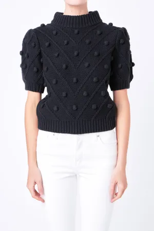 Pom Pom Puff Sleeve Sweater