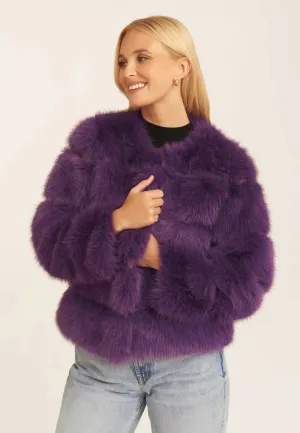 Purple Soft Touch Faux Fur Jacket