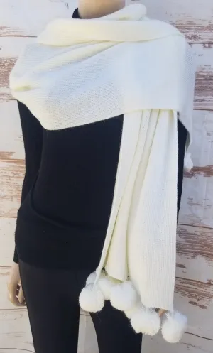 "Bernardette" Pompom Shawl